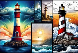 lighthouse a bit realistic tattoo idea