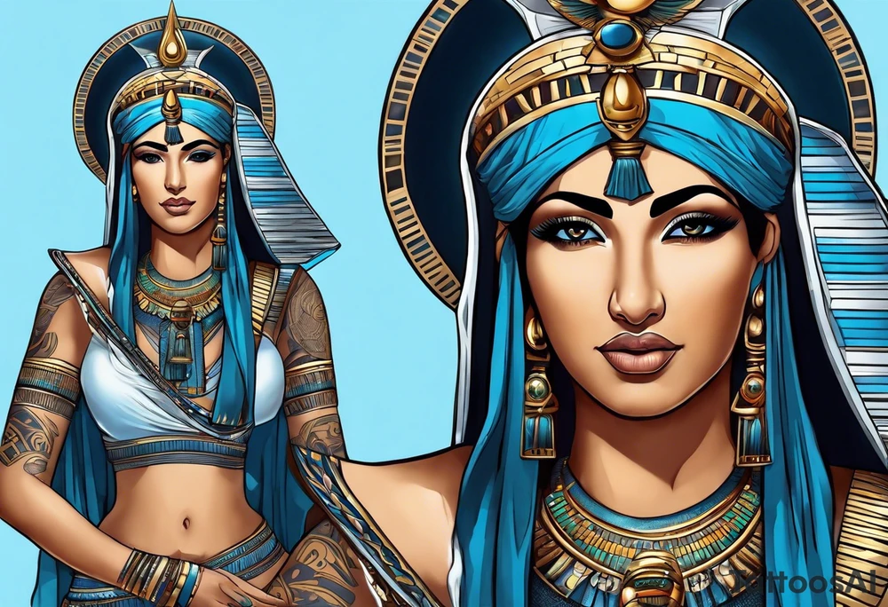 Isis egypt god, light blue tattoo idea