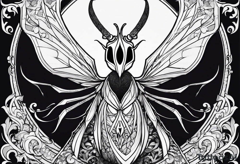 The Mantis Lords from Hollow Knight, no background, just linework tattoo idea