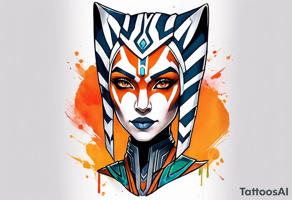 Ahsoka with large chest tattoo idea