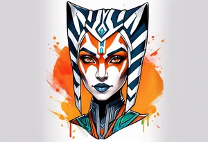 Ahsoka with large chest tattoo idea