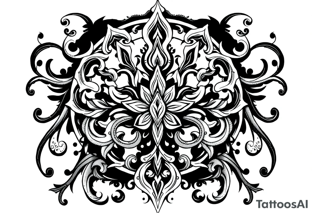 mytical shaman and mytolog style ornametn with ancient rhyme tattoo idea