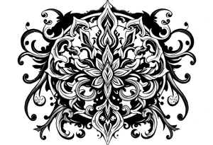 mytical shaman and mytolog style ornametn with ancient rhyme tattoo idea