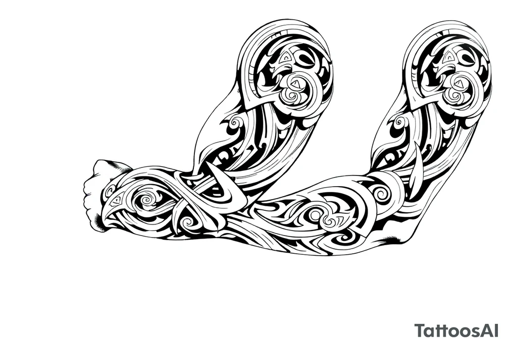 Maori style Celtic tribal sleeve tattoo idea