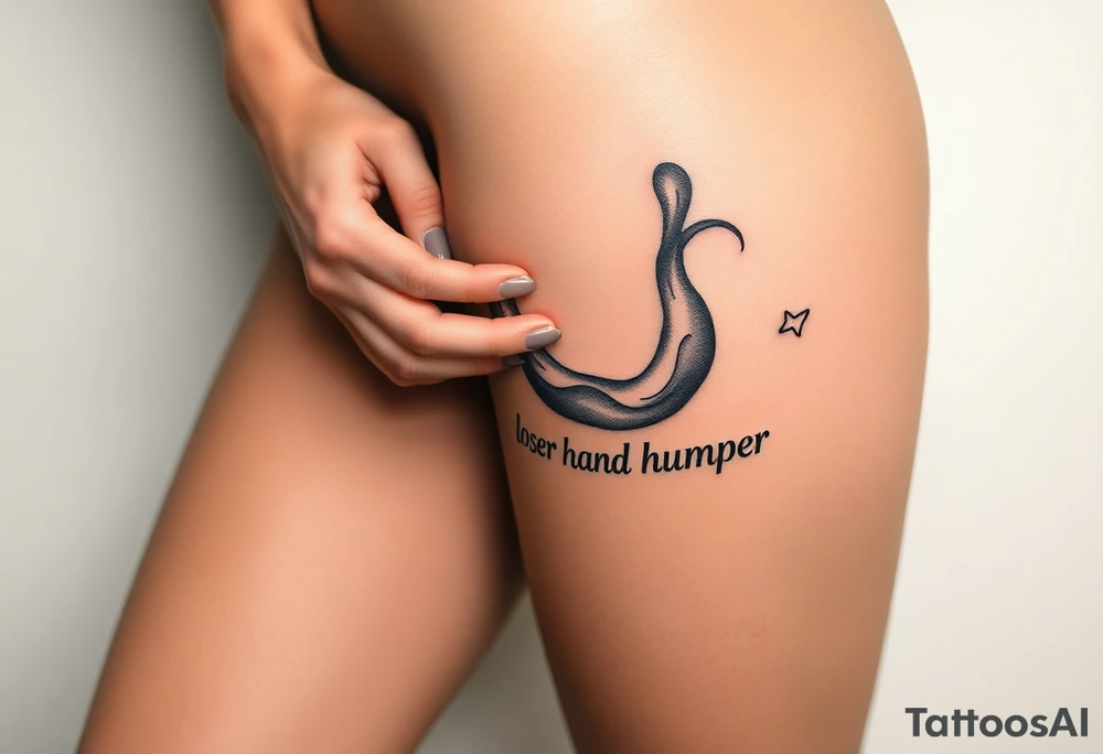 pathetic beta male with skinny penis masturbating with caption “loser hand humper” tattoo idea