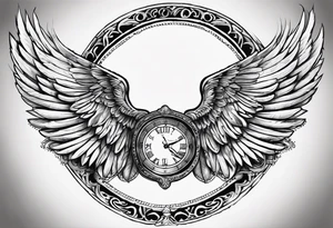 wings with the date September 28, 2005 in the center tattoo idea