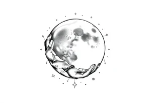 celestial moon and moonlight 
embrace with constellation patterns tattoo idea