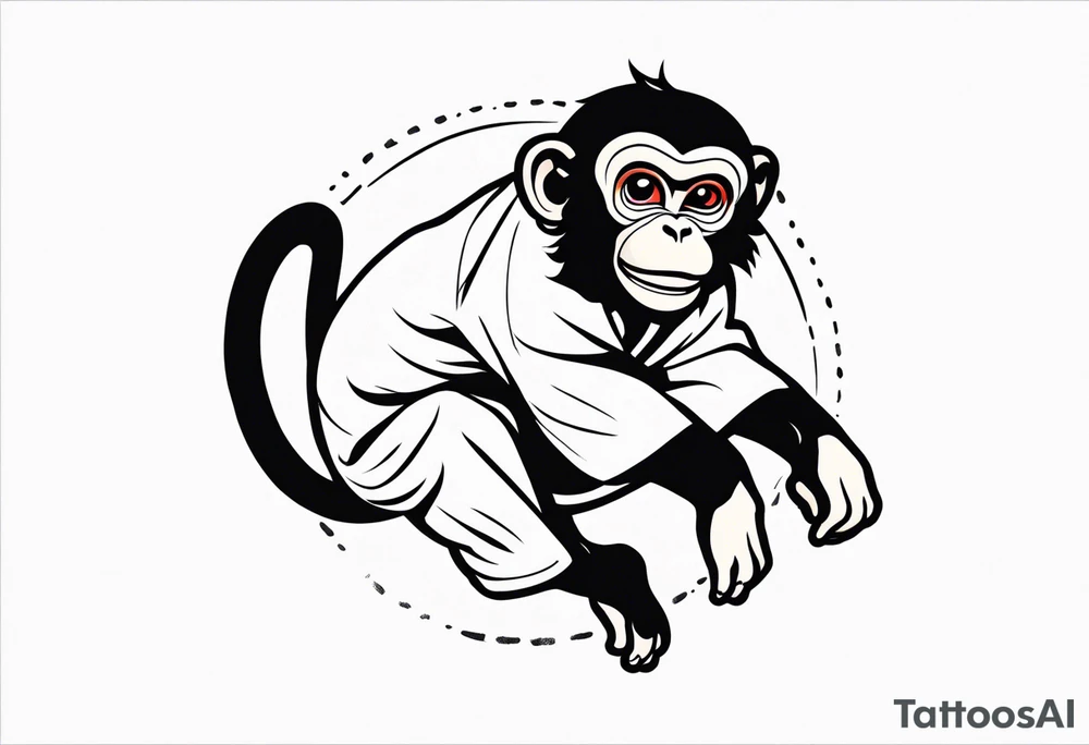 traditional japanese art jumping monkey tattoo idea