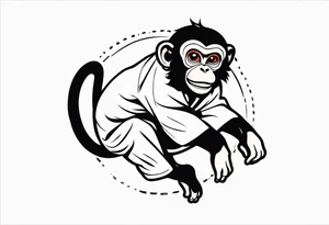traditional japanese art jumping monkey tattoo idea