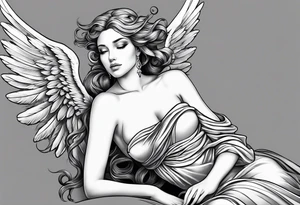Angel laying down tattoo idea