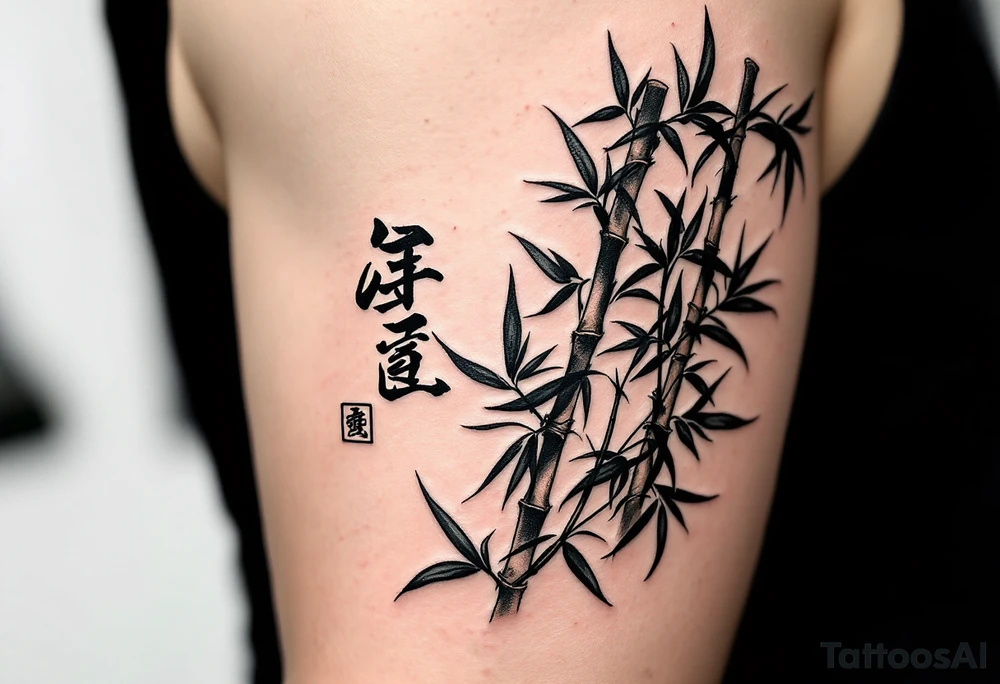 和 (hé, “harmony”) in soft green is typically inked alongside bamboo to express peace and resilience. tattoo idea