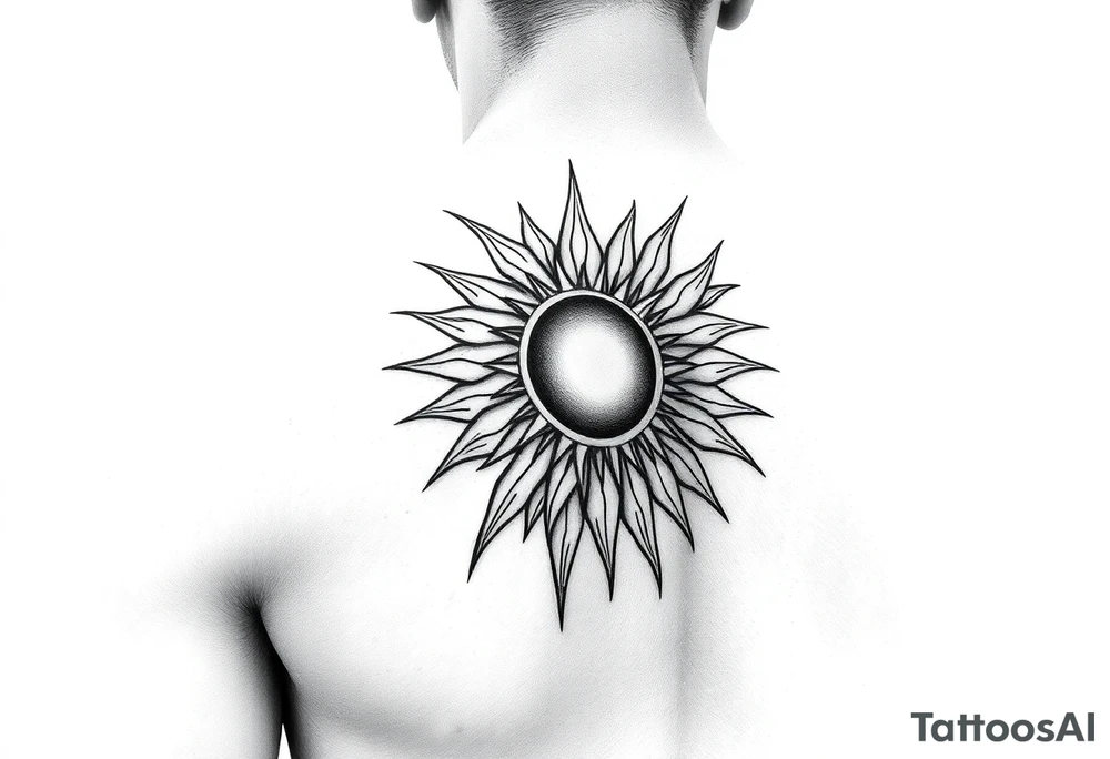 Filipino tribal shoulder tattoo with a sun on the shoulder. tattoo idea