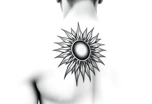 Filipino tribal shoulder tattoo with a sun on the shoulder. tattoo idea