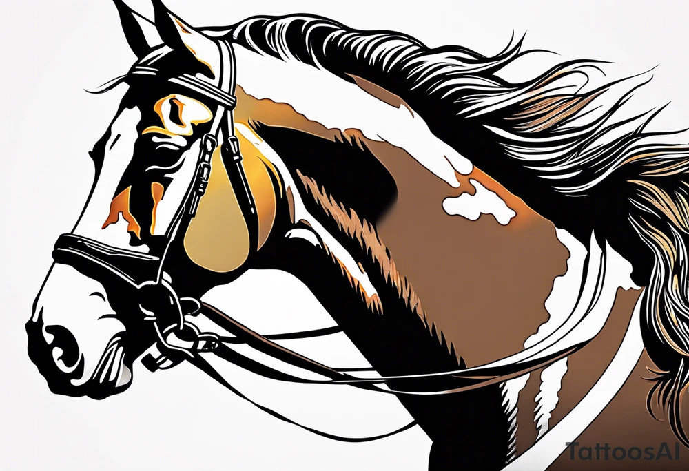 horse with racetrack and sun tattoo idea