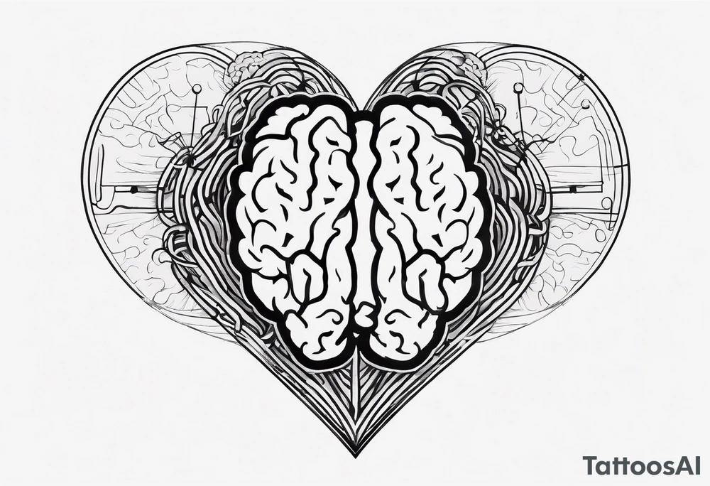 Picture of a heart and brain to represent oneself tattoo idea