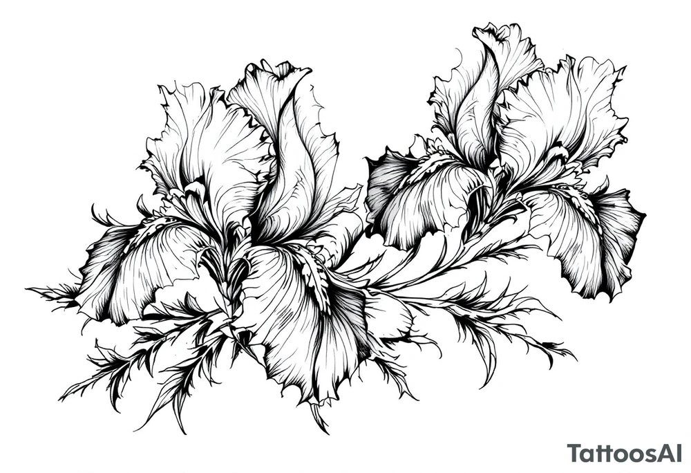 Irises flowers ornement forearm tattoo idea