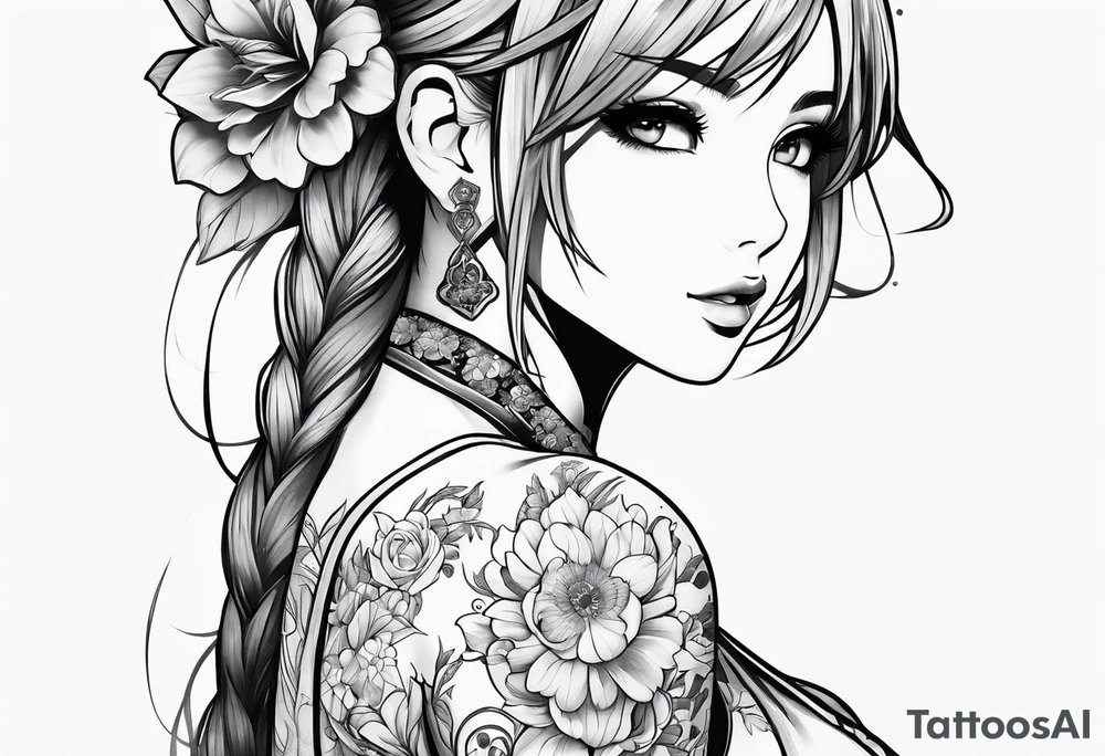 anime girl tattoo idea