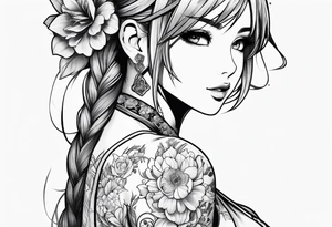 anime girl tattoo idea