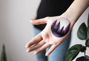 forest, abstract, on hand, no people, purple and black tattoo idea