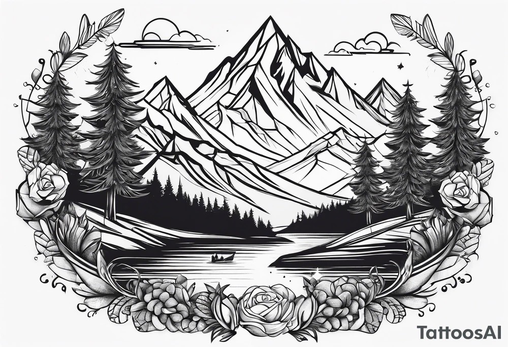 Travel, mountains, food, music, dance tattoo idea