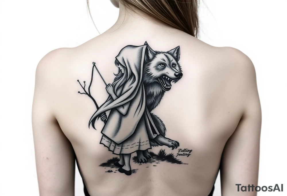 Little red riding hood and the big bad wolf hunting her tattoo idea