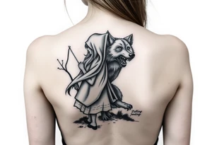 Little red riding hood and the big bad wolf hunting her tattoo idea