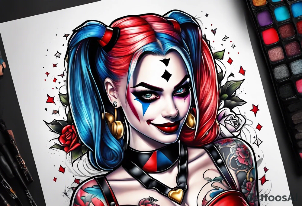 Pinup Harley Quinn tattoo idea