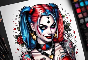 Pinup Harley Quinn tattoo idea