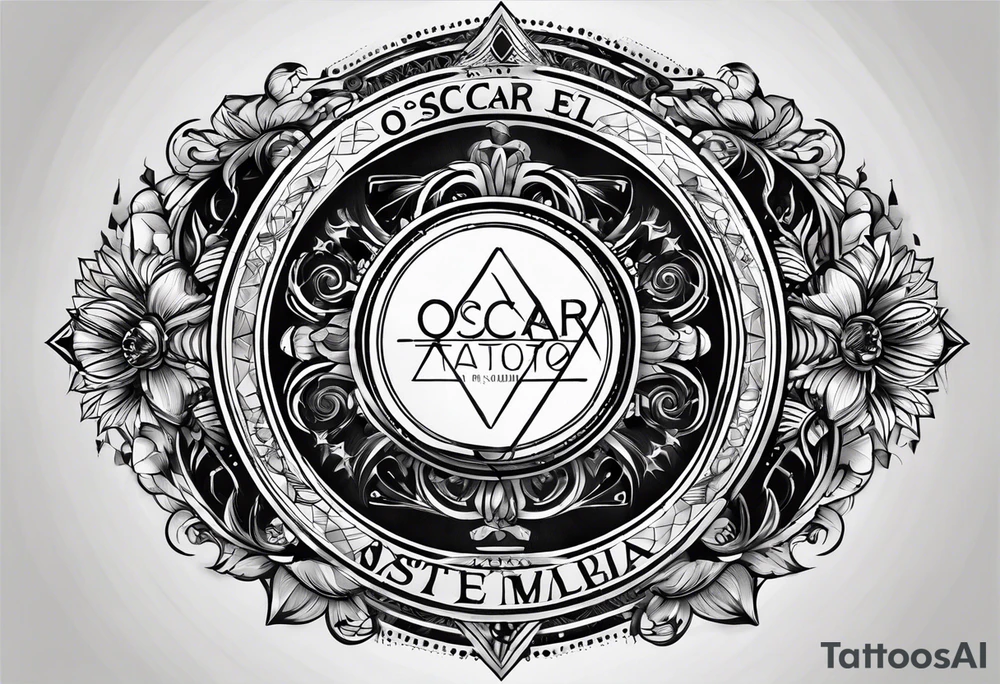 circle with the text Oscar Embla Emil tattoo idea