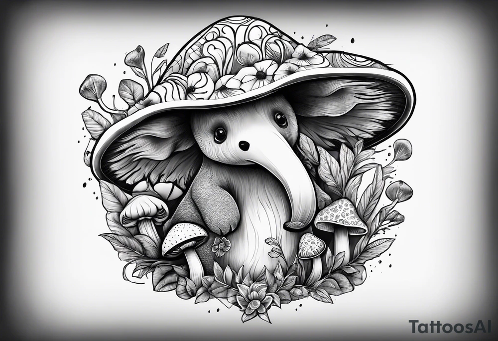 Magic mushrooms bear tattoo idea