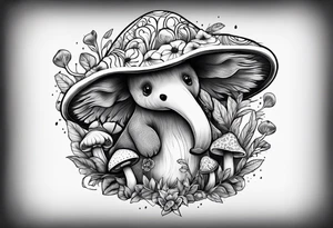 Magic mushrooms bear tattoo idea