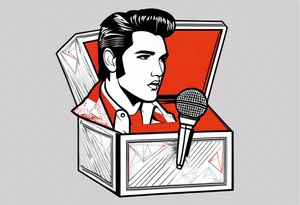 Elvis las Vegas with a microphone in a box which has the form of a diamond tattoo idea