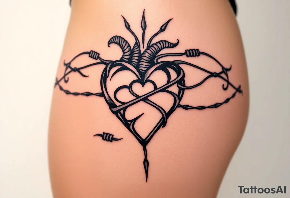 Heart wrapped in barb wire tattoo idea