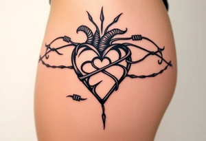 Heart wrapped in barb wire tattoo idea