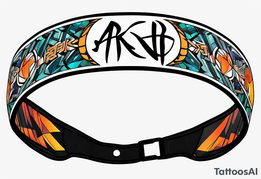 A naruto headband with the letters AR in the middle tattoo idea