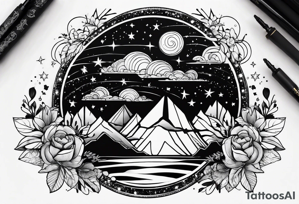 picture 8 by 8 centimeters of the starry sky tattoo idea