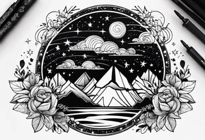 picture 8 by 8 centimeters of the starry sky tattoo idea