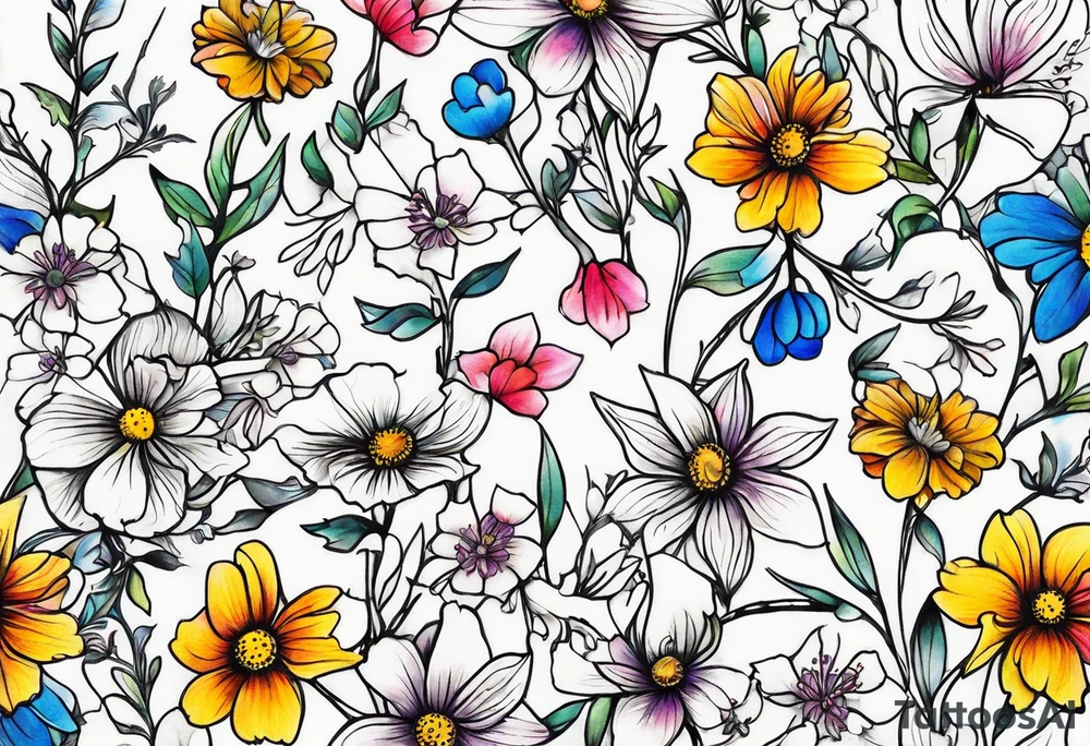 small wildflowers tattoo idea