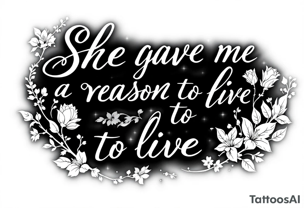 "She gave me a reason to live"  as the stem blooming into a flower tattoo idea