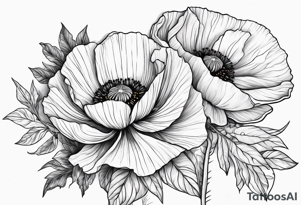 Cosmo flower and poppy flower tattoo idea