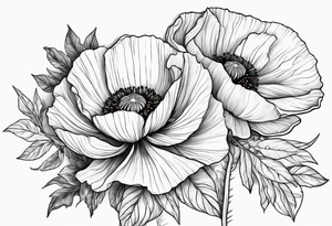 Cosmo flower and poppy flower tattoo idea