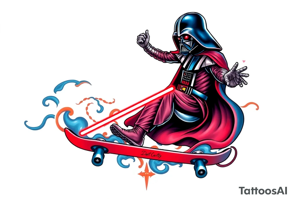 MEMORY TATTOO
blue and red Darth Vader skateboarding outdoor
"Darth Carter"
12/29/88-01/06/24 tattoo idea
