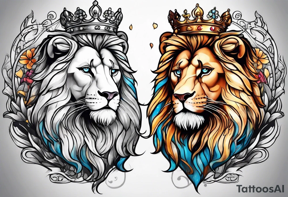 Leo queen and leo king tattoo idea