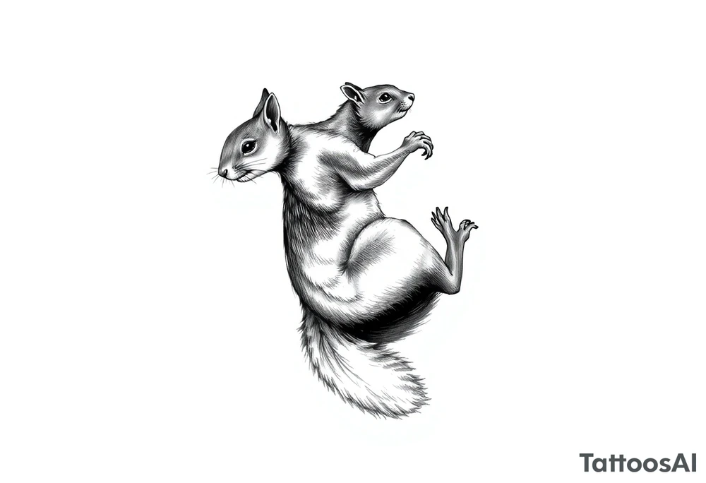 realistic squirrel wrapped around arm climbing up tattoo idea
