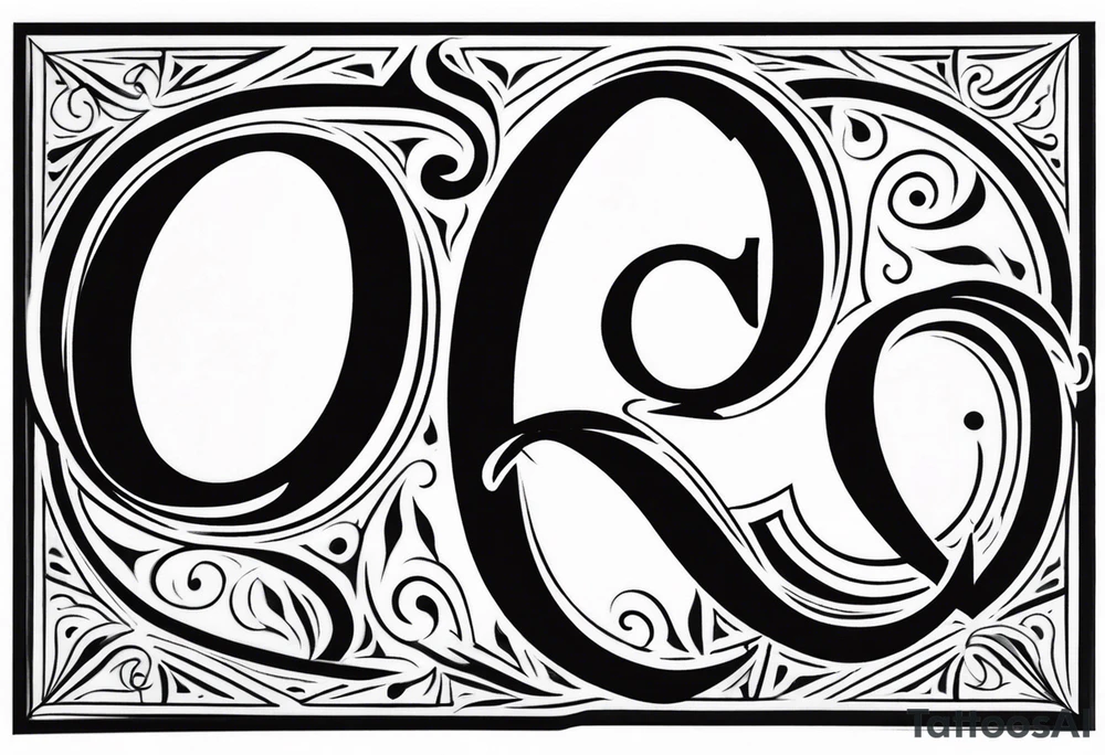 letter Q with a heart tattoo idea