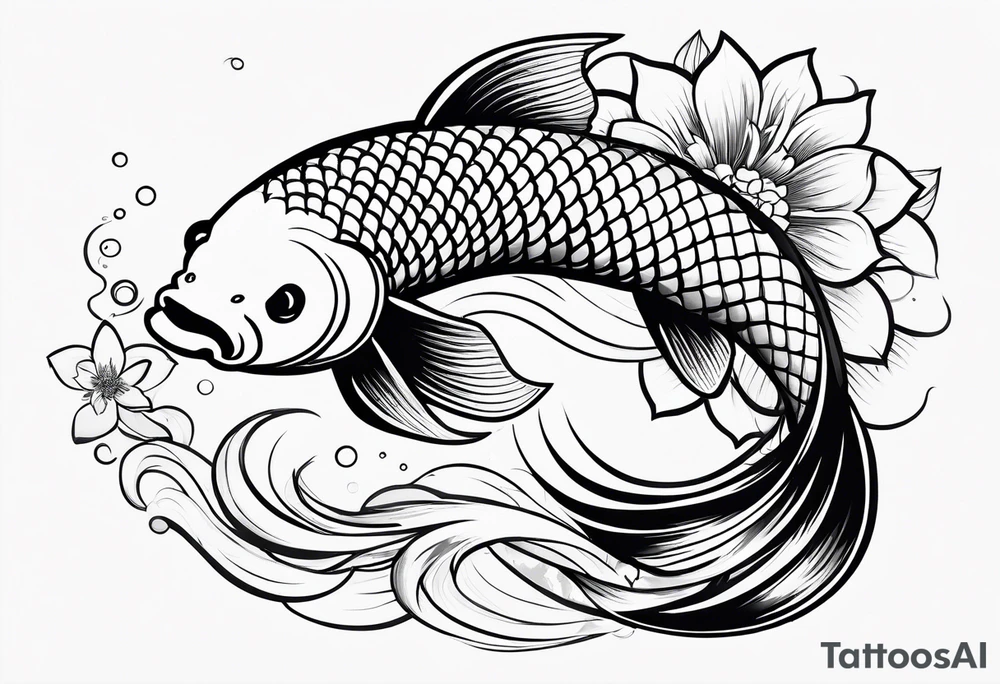 Koi fish with flower and Vietnam flag tattoo idea