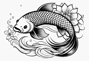 Koi fish with flower and Vietnam flag tattoo idea