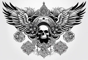 black kali, goddess pirate, pachamama, valkrye, warrior, skull, lotus azul, wing, eagle, zenza resonance, stars tattoo idea
