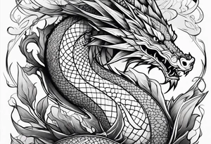 Geometric aquatic dragon tattoo idea