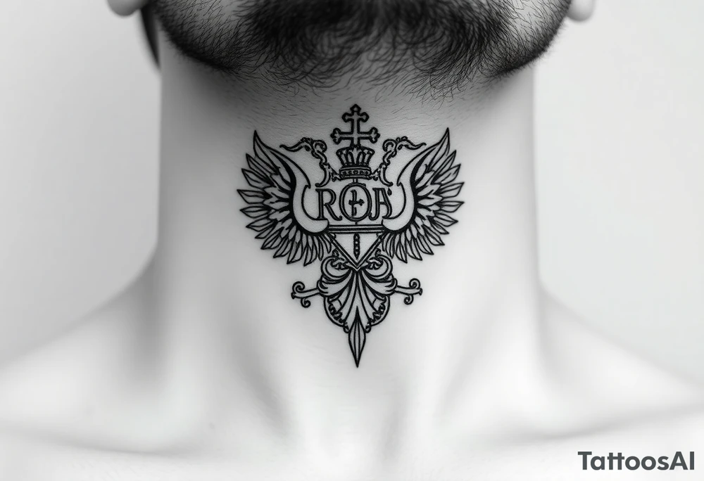 russian christian orthodox military neck design front facing tattoo idea